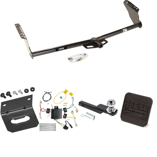 Fits 2015-2020 Toyota Sienna Trailer Hitch Tow PKG w/ 4-Flat Wiring Harness + Interlock Starter Kit w/ 2" Ball 1-1/4" Drop 3/4" Rise + Wiring Bracket + Hitch Cover (Excludes: SE Models) By Reese Towpower