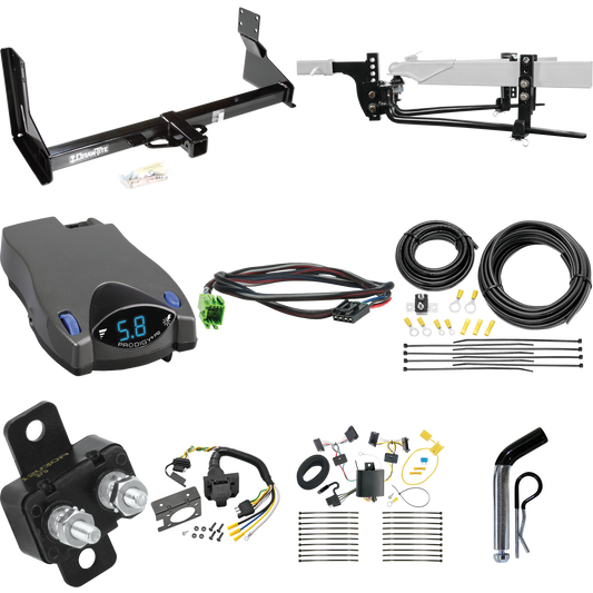 Fits 2007-2013 Freightliner Sprinter 2500 Trailer Hitch Tow PKG w/ 8K Round Bar Weight Distribution Hitch w/ 2-5/16" Ball + Pin/Clip + Tekonsha Prodigy P2 Brake Control + Plug & Play BC Adapter + 7-Way RV Wiring (For w/Factory Step Bumper Excluding M