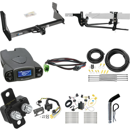 Fits 2007-2013 Freightliner Sprinter 2500 Trailer Hitch Tow PKG w/ 8K Round Bar Weight Distribution Hitch w/ 2-5/16" Ball + Pin/Clip + Tekonsha Prodigy P3 Brake Control + Plug & Play BC Adapter + 7-Way RV Wiring (For w/Factory Step Bumper Excluding M