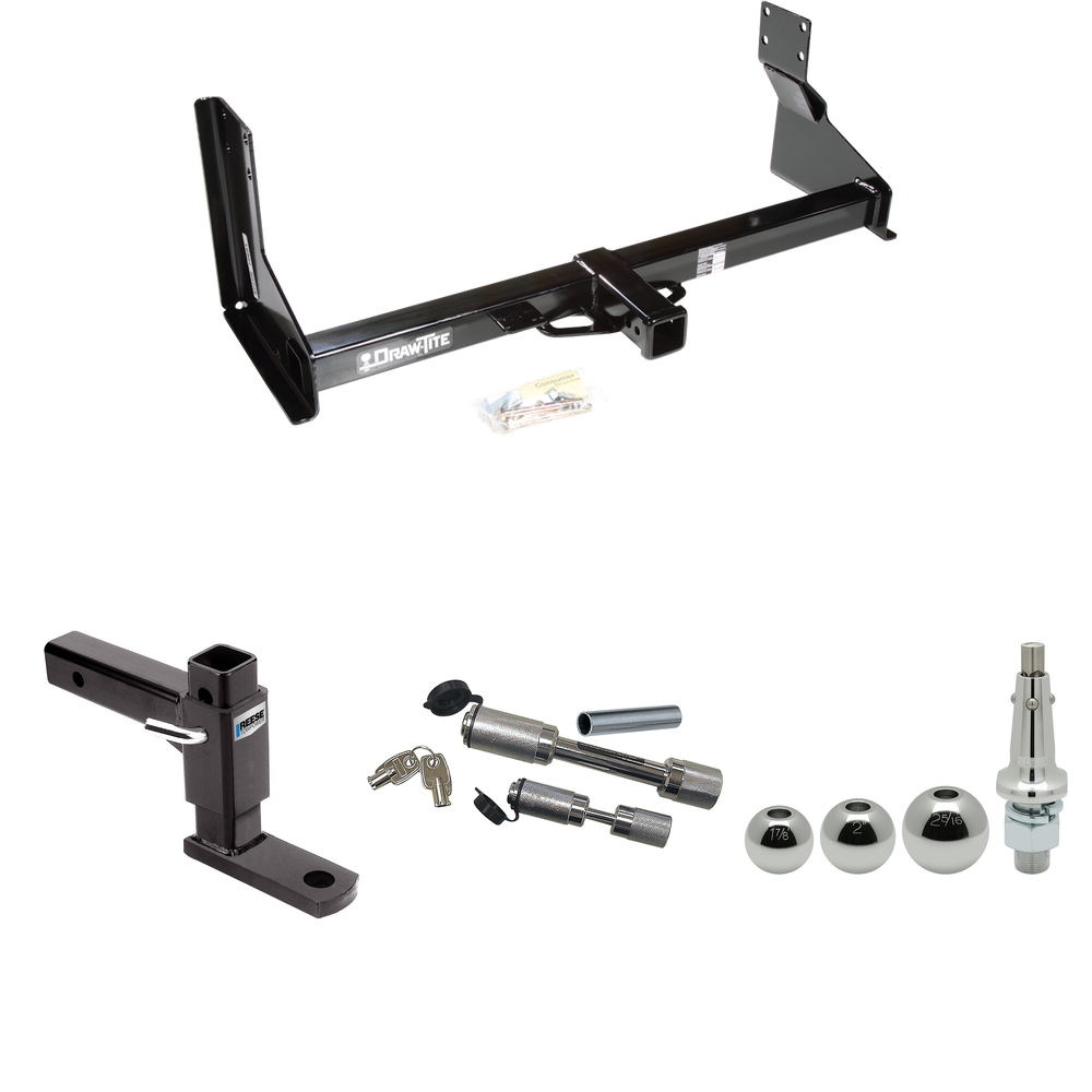 Fits 2010-2023 Mercedes-Benz Sprinter 3500 Trailer Hitch Tow PKG w/ Adjustable Drop Rise Ball Mount + Dual Hitch & Copler Locks + Inerchangeable 1-7/8" & 2" & 2-5/16" Balls (For w/Factory Step Bumper Excluding Models w/30-3/8” Frame Width Models) By