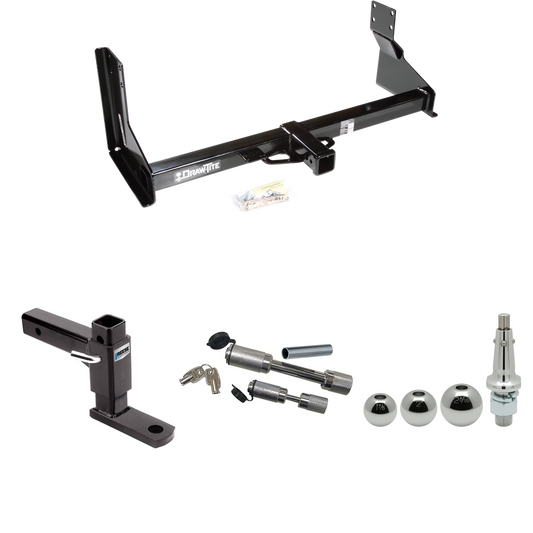 Fits 2010-2023 Mercedes-Benz Sprinter 3500 Trailer Hitch Tow PKG w/ Adjustable Drop Rise Ball Mount + Dual Hitch & Copler Locks + Inerchangeable 1-7/8" & 2" & 2-5/16" Balls (For w/Factory Step Bumper Excluding Models w/30-3/8” Frame Width Models) By