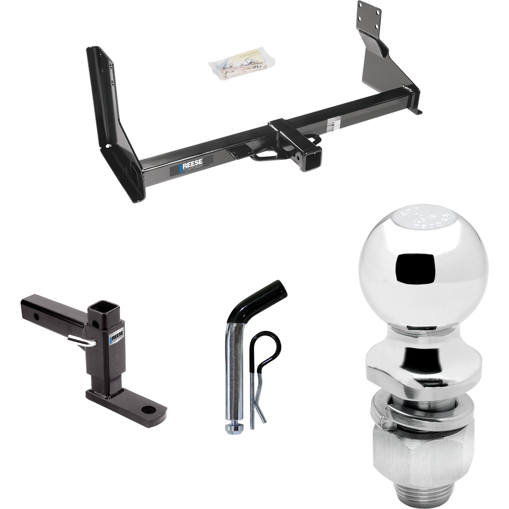 Fits 2007-2009 Dodge Sprinter 2500 Trailer Hitch Tow PKG w/ Adjustable Drop Rise Ball Mount + Pin/Clip + 2" Ball (For w/Factory Step Bumper Excluding Models w/30-3/8” Frame Width Models) By Reese Towpower