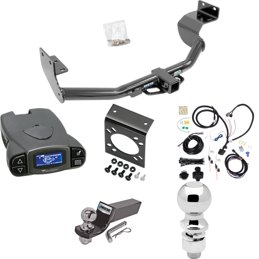 Fits 2014-2015 KIA Sorento Trailer Hitch Tow PKG w/ Tekonsha Prodigy P3 Brake Control + 7-Way RV Wiring + 2" & 2-5/16" Ball & Drop Mount (For w/V6 Engine Models) By Reese Towpower