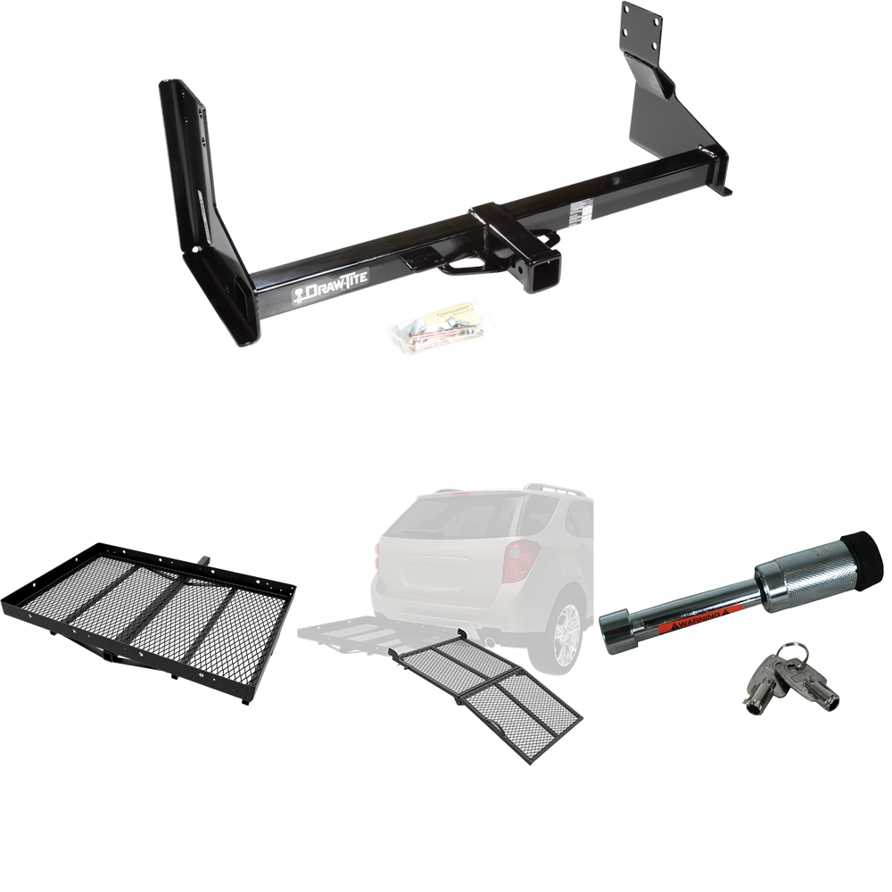 Fits 2007-2009 Dodge Sprinter 3500 Trailer Hitch Tow PKG w/ Cargo Carrier + Bi-Fold Ramp + Hitch Lock (For w/Factory Step Bumper Excluding Models w/30-3/8” Frame Width Models) By Draw-Tite