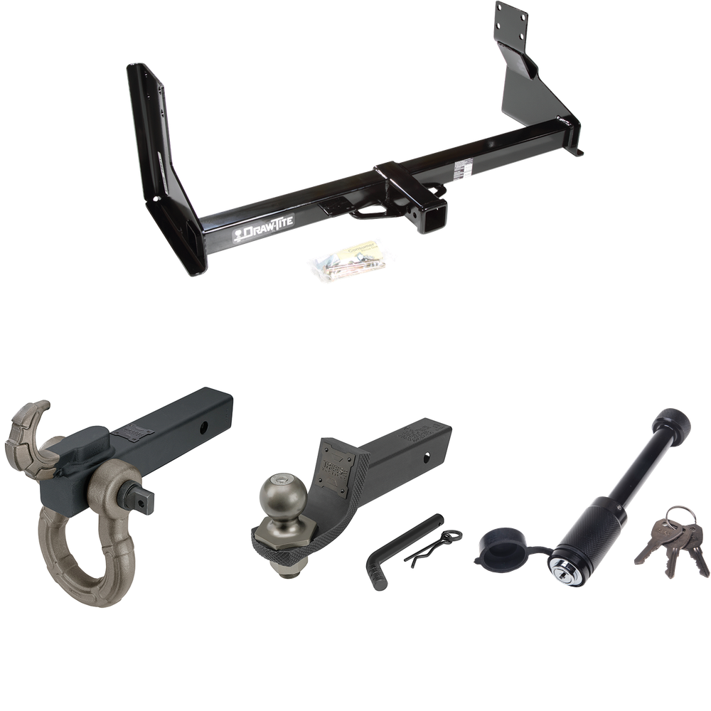 Fits 2007-2009 Dodge Sprinter 2500 Trailer Hitch Tow PKG + Interlock Tactical Starter Kit w/ 2" Drop & 2" Ball + Tactical Hook & Shackle Mount + Tactical Dogbone Lock (For w/Factory Step Bumper Excluding Models w/30-3/8” Frame Width Models) By Draw-T