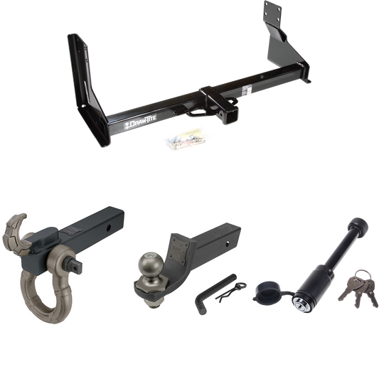 Fits 2007-2009 Dodge Sprinter 2500 Trailer Hitch Tow PKG + Interlock Tactical Starter Kit w/ 2" Drop & 2" Ball + Tactical Hook & Shackle Mount + Tactical Dogbone Lock (For w/Factory Step Bumper Excluding Models w/30-3/8” Frame Width Models) By Draw-T