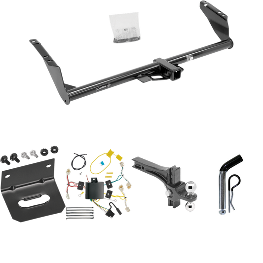 Fits 2015-2020 Toyota Sienna Trailer Hitch Tow PKG w/ 4-Flat Wiring Harness + Dual Adjustable Drop Rise Ball Ball Mount 2" & 2-5/16" Trailer Balls + Pin/Clip + Wiring Bracket (Excludes: SE Models) By Draw-Tite