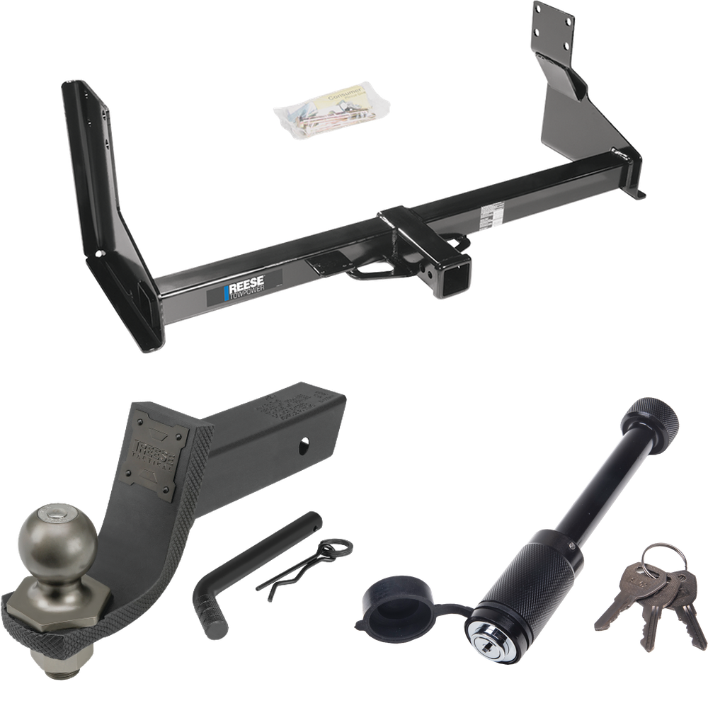 Fits 2007-2013 Mercedes-Benz Sprinter Trailer Hitch Tow PKG + Interlock Tactical Starter Kit w/ 3-1/4" Drop & 2" Ball + Tactical Dogbone Lock (For w/Factory Step Bumper Excluding Models w/30-3/8” Frame Width Models) By Reese Towpower