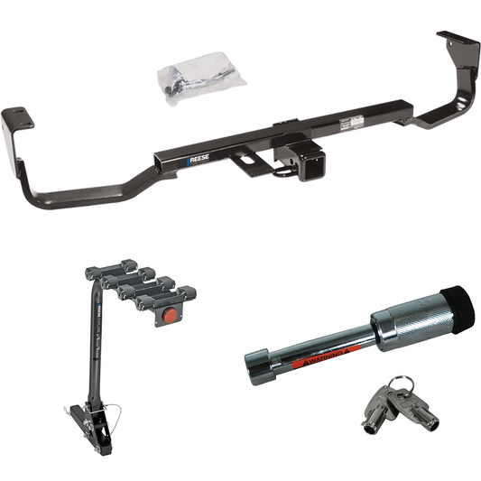 Fits 2007-2009 Hyundai Santa Fe Trailer Hitch Tow PKG w/ 4 Bike Carrier Rack + Hitch Lock (For w/Factory Tow Package Models) By Reese Towpower