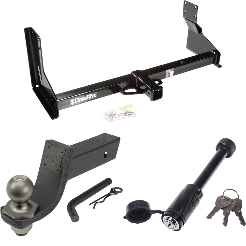 Fits 2010-2013 Mercedes-Benz Sprinter 3500 Trailer Hitch Tow PKG + Interlock Tactical Starter Kit w/ 3-1/4" Drop & 2" Ball + Tactical Dogbone Lock (For w/Factory Step Bumper Excluding Models w/30-3/8” Frame Width Models) By Draw-Tite