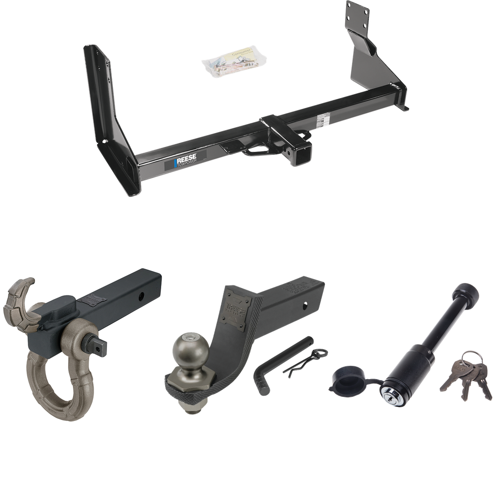 Fits 2010-2013 Mercedes-Benz Sprinter 2500 Trailer Hitch Tow PKG + Interlock Tactical Starter Kit w/ 3-1/4" Drop & 2" Ball + Tactical Hook & Shackle Mount + Tactical Dogbone Lock (For w/Factory Step Bumper Excluding Models w/30-3/8” Frame Width Model