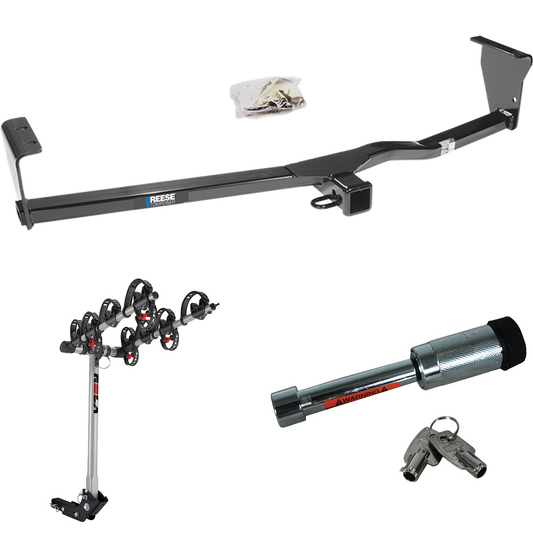 Fits 2011-2013 KIA Sorento Trailer Hitch Tow PKG w/ 4 Bike Carrier Rack + Hitch Lock (For EX, w/V6 Engine, w/Factory Tow Package Models) By Reese Towpower