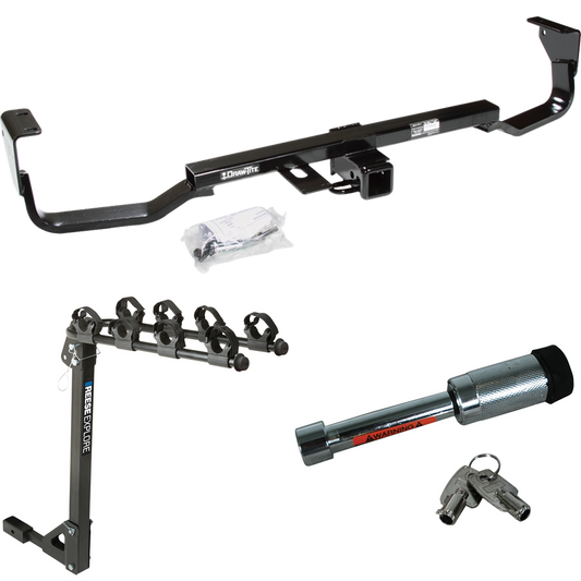 Fits 2007-2009 Hyundai Santa Fe Trailer Hitch Tow PKG w/ 4 Bike Carrier Rack + Hitch Lock By Draw-Tite