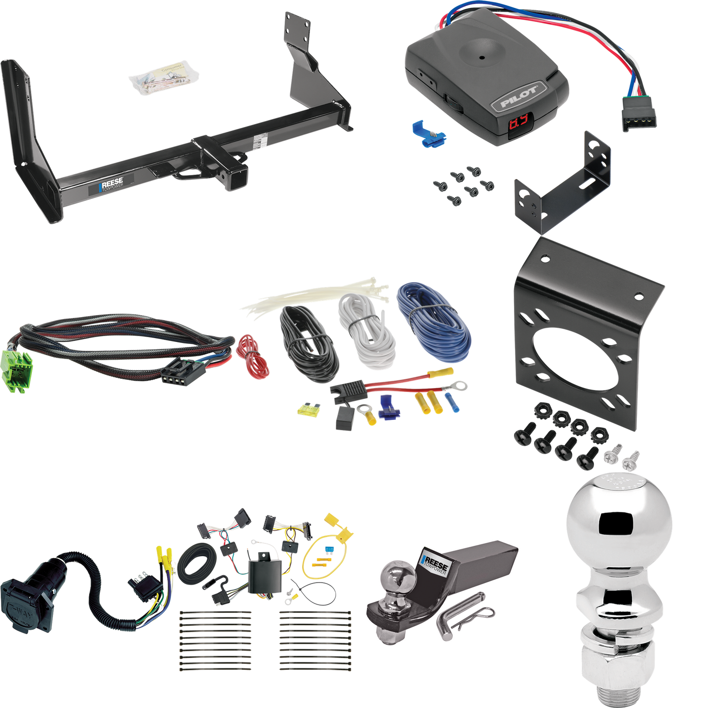 Fits 2007-2013 Freightliner Sprinter 3500 Trailer Hitch Tow PKG w/ Pro Series Pilot Brake Control + Plug & Play BC Adapter + 7-Way RV Wiring + 2" & 2-5/16" Ball & Drop Mount (For w/Factory Step Bumper Excluding Models w/30-3/8” Frame Width Models) By