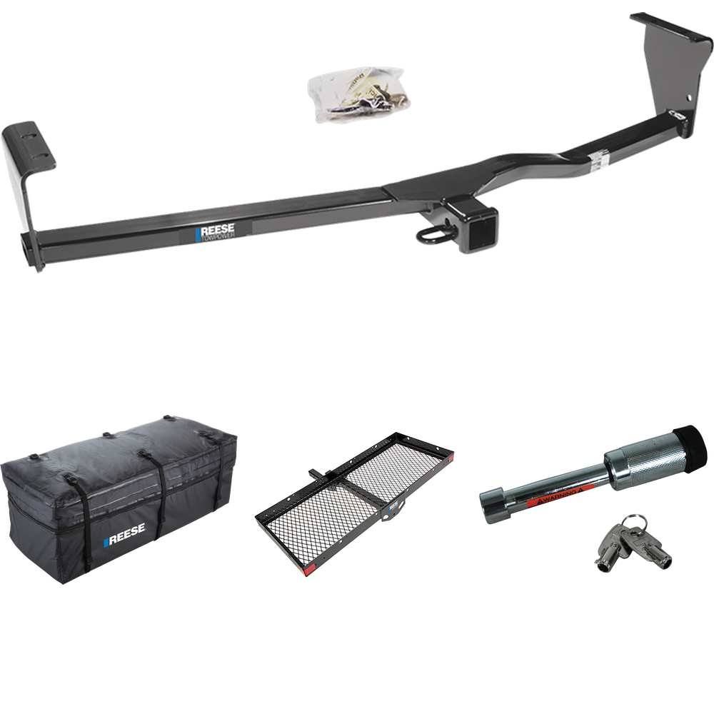 Fits 2010-2012 Hyundai Santa Fe Trailer Hitch Tow PKG w/ 48" x 20" Cargo Carrier + Cargo Bag + Hitch Lock By Reese Towpower