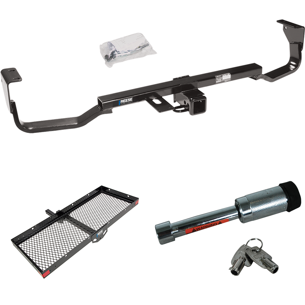 Fits 2007-2009 Hyundai Santa Fe Trailer Hitch Tow PKG w/ 48" x 20" Cargo Carrier + Hitch Lock (For w/Factory Tow Package Models) By Reese Towpower