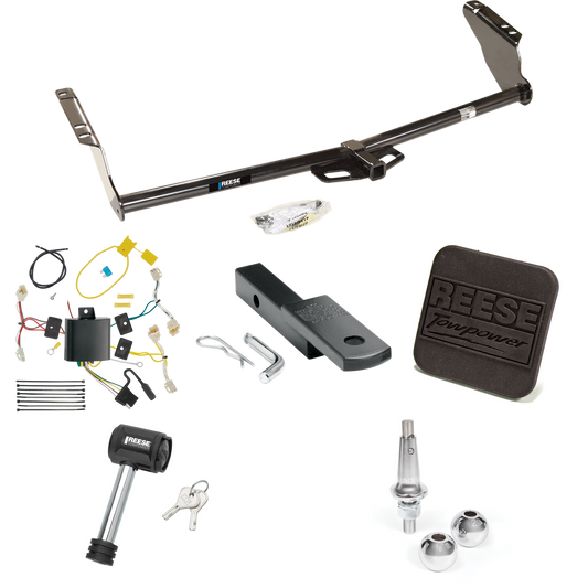 Fits 2015-2020 Toyota Sienna Trailer Hitch Tow PKG w/ 4-Flat Wiring Harness + Draw-Bar + Interchangeable 1-7/8" & 2" Balls + Hitch Cover + Hitch Lock (Excludes: SE Models) By Reese Towpower