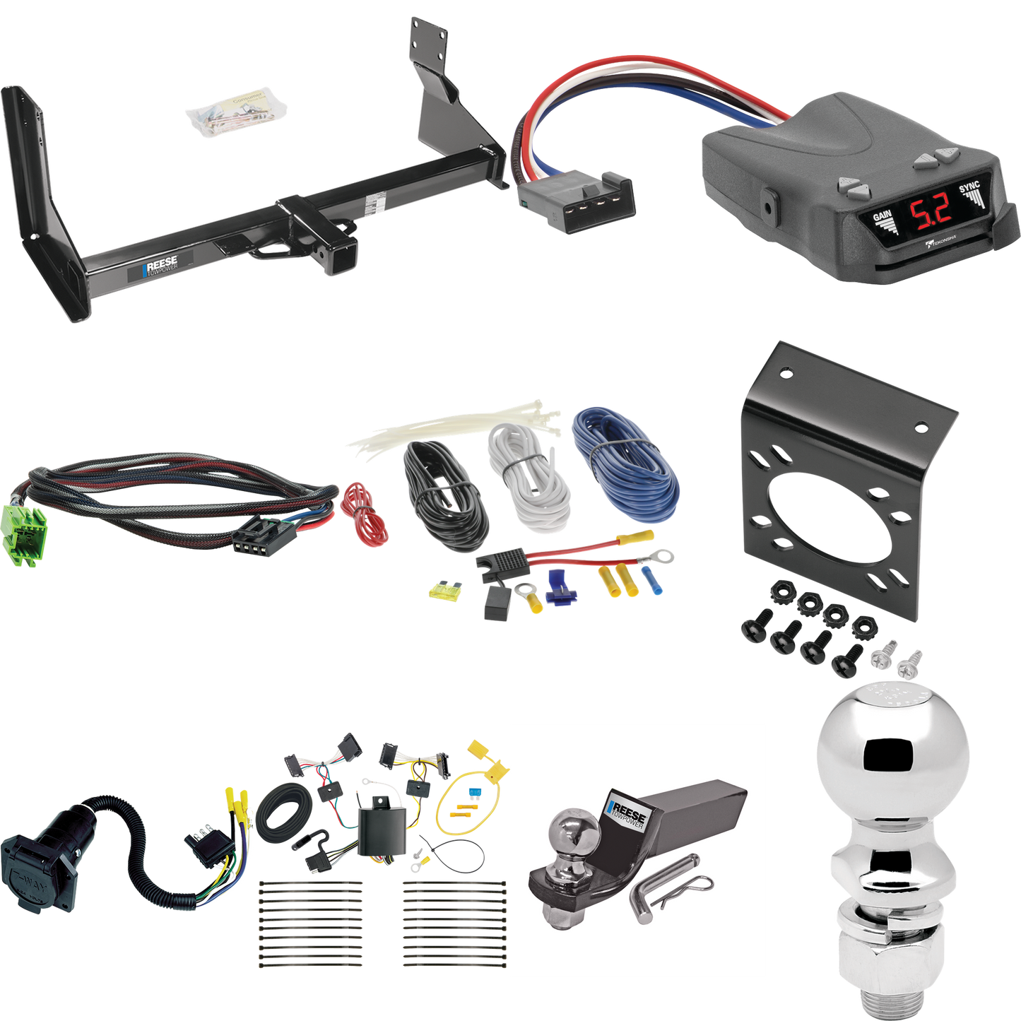 Fits 2007-2013 Freightliner Sprinter 2500 Trailer Hitch Tow PKG w/ Tekonsha Brakeman IV Brake Control + Plug & Play BC Adapter + 7-Way RV Wiring + 2" & 2-5/16" Ball & Drop Mount (For w/Factory Step Bumper Excluding Models w/30-3/8” Frame Width Models