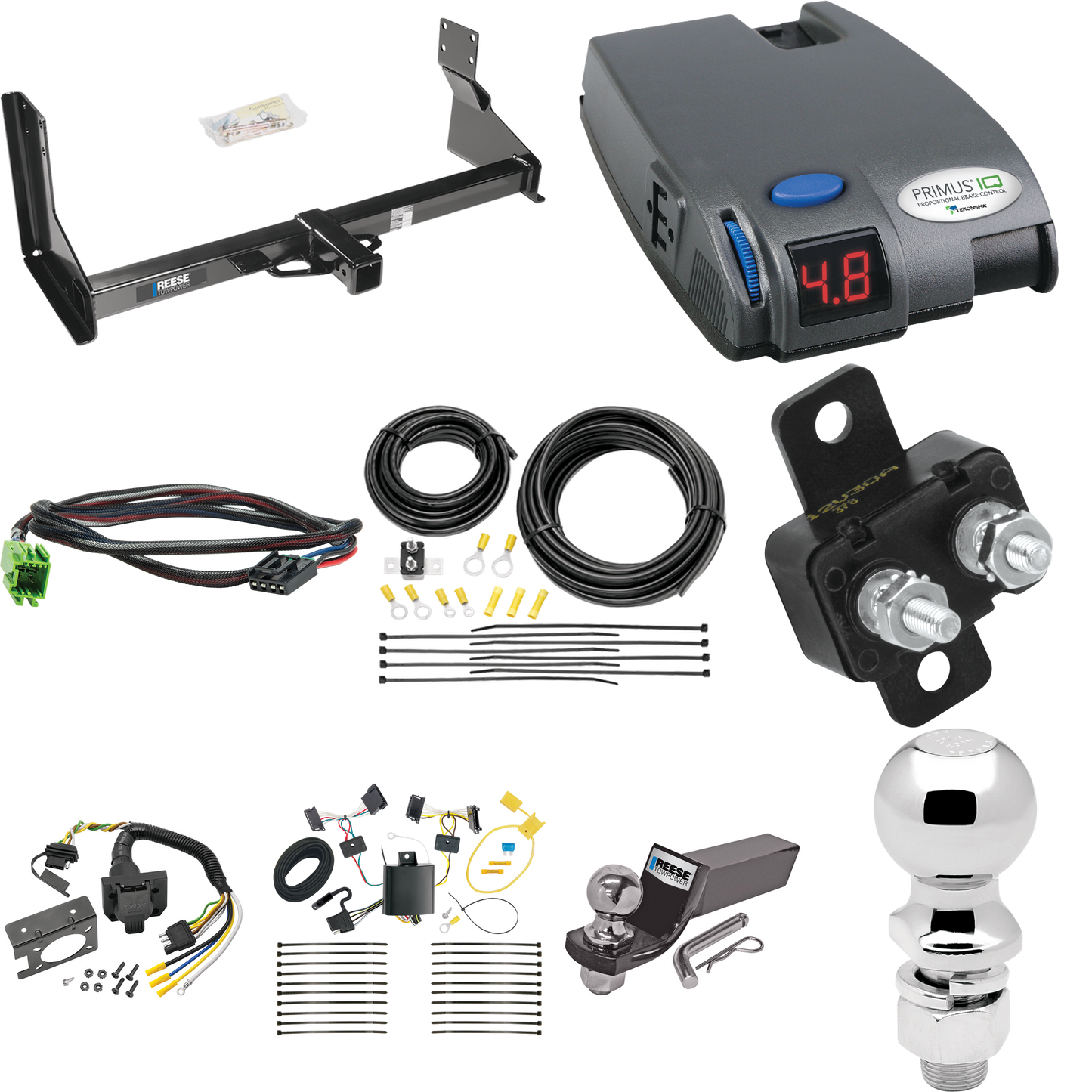 Fits 2007-2013 Freightliner Sprinter 2500 Trailer Hitch Tow PKG w/ Tekonsha Primus IQ Brake Control + Plug & Play BC Adapter + 7-Way RV Wiring + 2" & 2-5/16" Ball & Drop Mount (For w/Factory Step Bumper Excluding Models w/30-3/8” Frame Width Models)