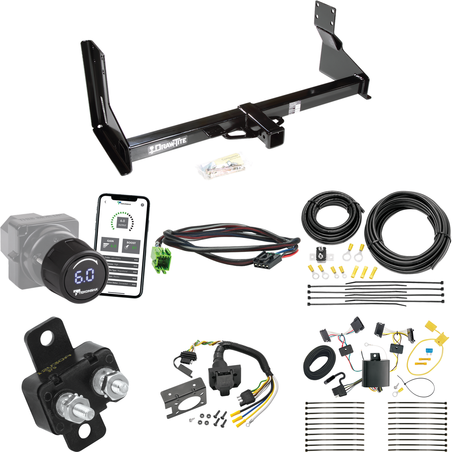 Fits 2010-2013 Mercedes-Benz Sprinter 2500 Trailer Hitch Tow PKG w/ Tekonsha Prodigy iD Bluetooth Wireless Brake Control + Plug & Play BC Adapter + 7-Way RV Wiring (For w/Factory Step Bumper Excluding Models w/30-3/8” Frame Width Models) By Draw-Tite