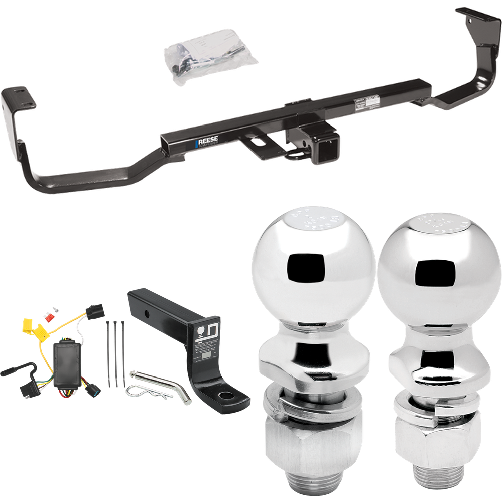 Fits 2007-2009 Hyundai Santa Fe Trailer Hitch Tow PKG w/ 4-Flat Wiring + Ball Mount w/ 4" Drop + 2" Ball + 2-5/16" Ball (For w/Factory Tow Package Models) By Reese Towpower