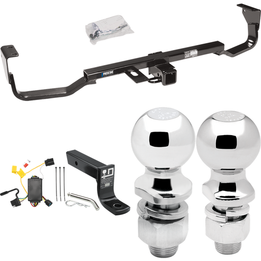 Fits 2007-2009 Hyundai Santa Fe Trailer Hitch Tow PKG w/ 4-Flat Wiring + Ball Mount w/ 4" Drop + 2" Ball + 2-5/16" Ball (For w/Factory Tow Package Models) By Reese Towpower