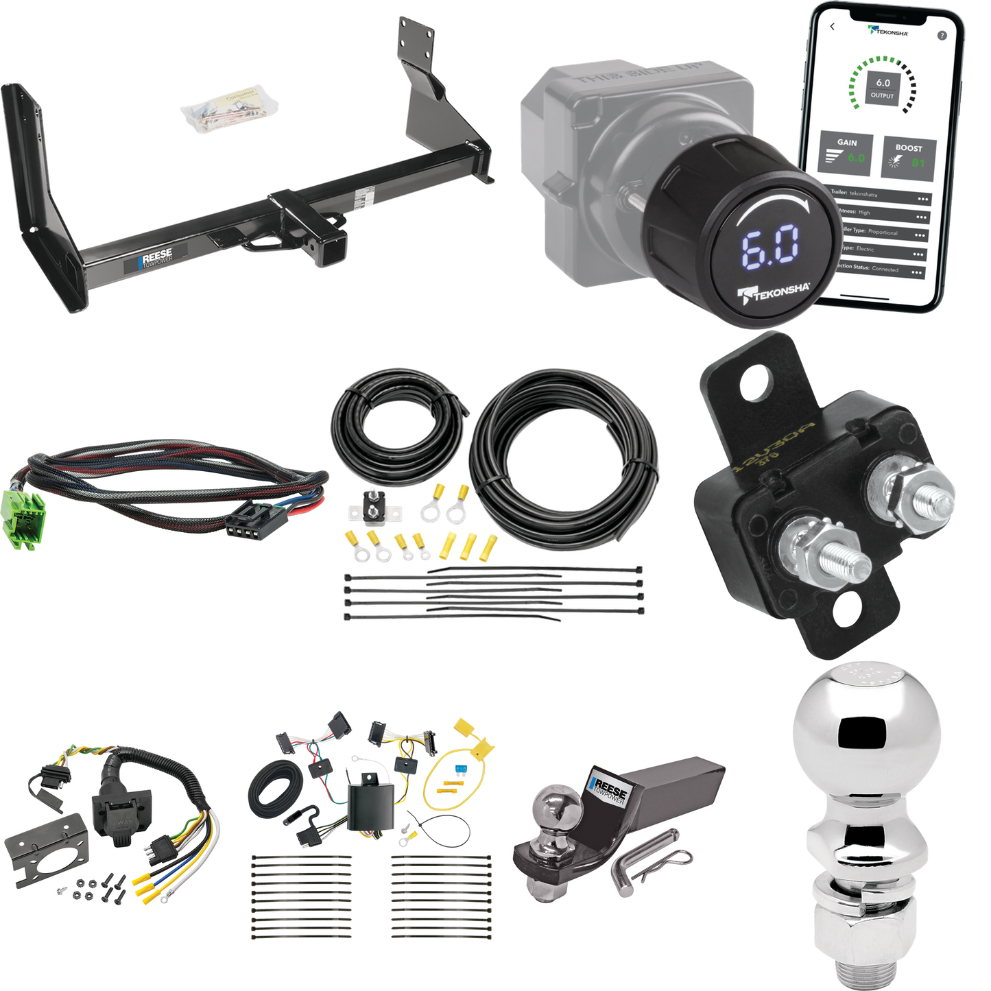 Fits 2007-2013 Freightliner Sprinter 2500 Trailer Hitch Tow PKG w/ Tekonsha Prodigy iD Bluetooth Wireless Brake Control + Plug & Play BC Adapter + 7-Way RV Wiring + 2" & 2-5/16" Ball & Drop Mount (For w/Factory Step Bumper Excluding Models w/30-3/8”