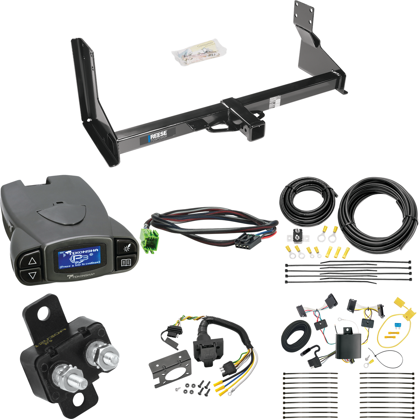 Fits 2007-2013 Mercedes-Benz Sprinter Trailer Hitch Tow PKG w/ Tekonsha Prodigy P3 Brake Control + Plug & Play BC Adapter + 7-Way RV Wiring (For w/Factory Step Bumper Excluding Models w/30-3/8” Frame Width Models) By Reese Towpower