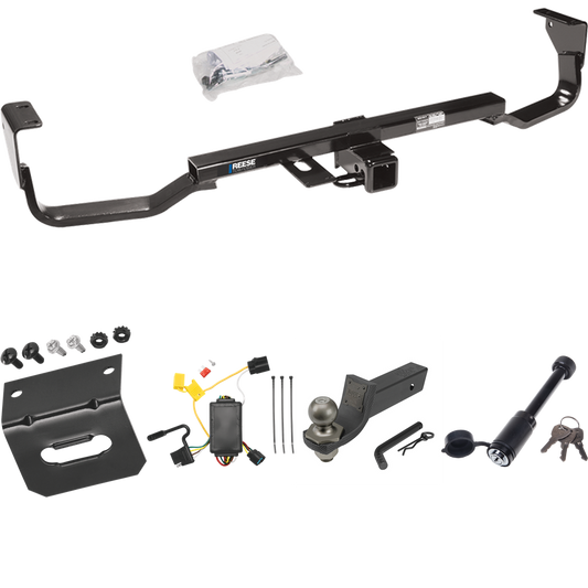 Fits 2007-2009 Hyundai Santa Fe Trailer Hitch Tow PKG w/ 4-Flat Wiring + Interlock Tactical Starter Kit w/ 2" Drop & 2" Ball + Tactical Dogbone Lock + Wiring Bracket (For w/Factory Tow Package Models) By Reese Towpower