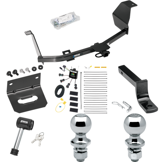 Se adapta al paquete de enganche de remolque Nissan Versa 2012-2021 con arnés de cableado de 4 contactos planos "sin empalme" + barra de tracción + bola de 1-7/8" + 2" + soporte de cableado + bloqueo de enganche (para modelos Sedan) Reese Towpower