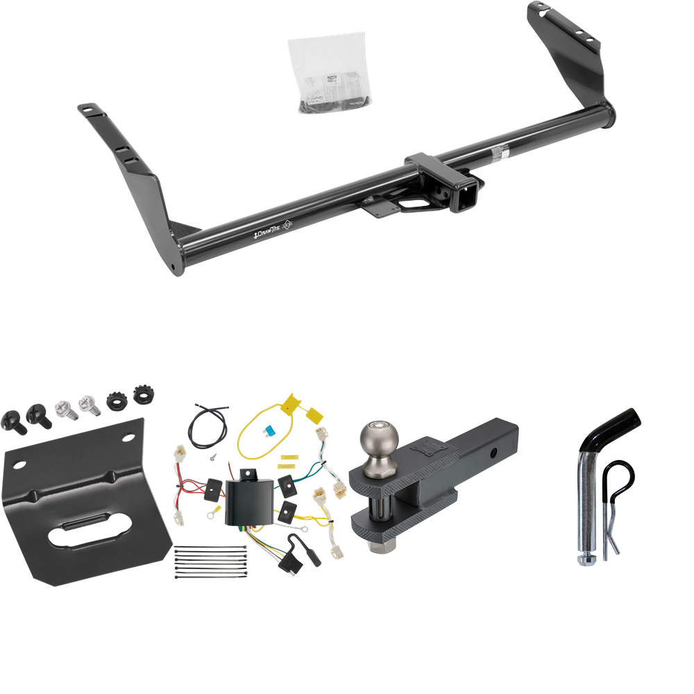 Fits 2015-2020 Toyota Sienna Trailer Hitch Tow PKG w/ 4-Flat Wiring Harness + Clevis Hitch Ball Mount w/ 2" Ball + Pin/Clip + Wiring Bracket (Excludes: SE Models) By Draw-Tite