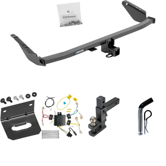 Fits 2015-2020 Toyota Sienna Trailer Hitch Tow PKG w/ 4-Flat Wiring Harness + Adjustable Drop Rise Clevis Hitch Ball Mount w/ 2" Ball + Pin/Clip + Wiring Bracket (Excludes: SE Models) By Reese Towpower