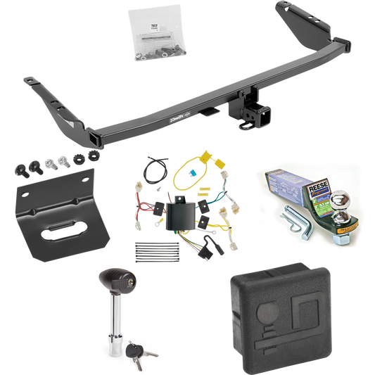 Fits 2015-2020 Toyota Sienna Trailer Hitch Tow PKG w/ 4-Flat Wiring + Starter Kit Ball Mount w/ 2" Drop & 1-7/8" Ball + Wiring Bracket + Hitch Lock + Hitch Cover (Excludes: SE Models) By Draw-Tite