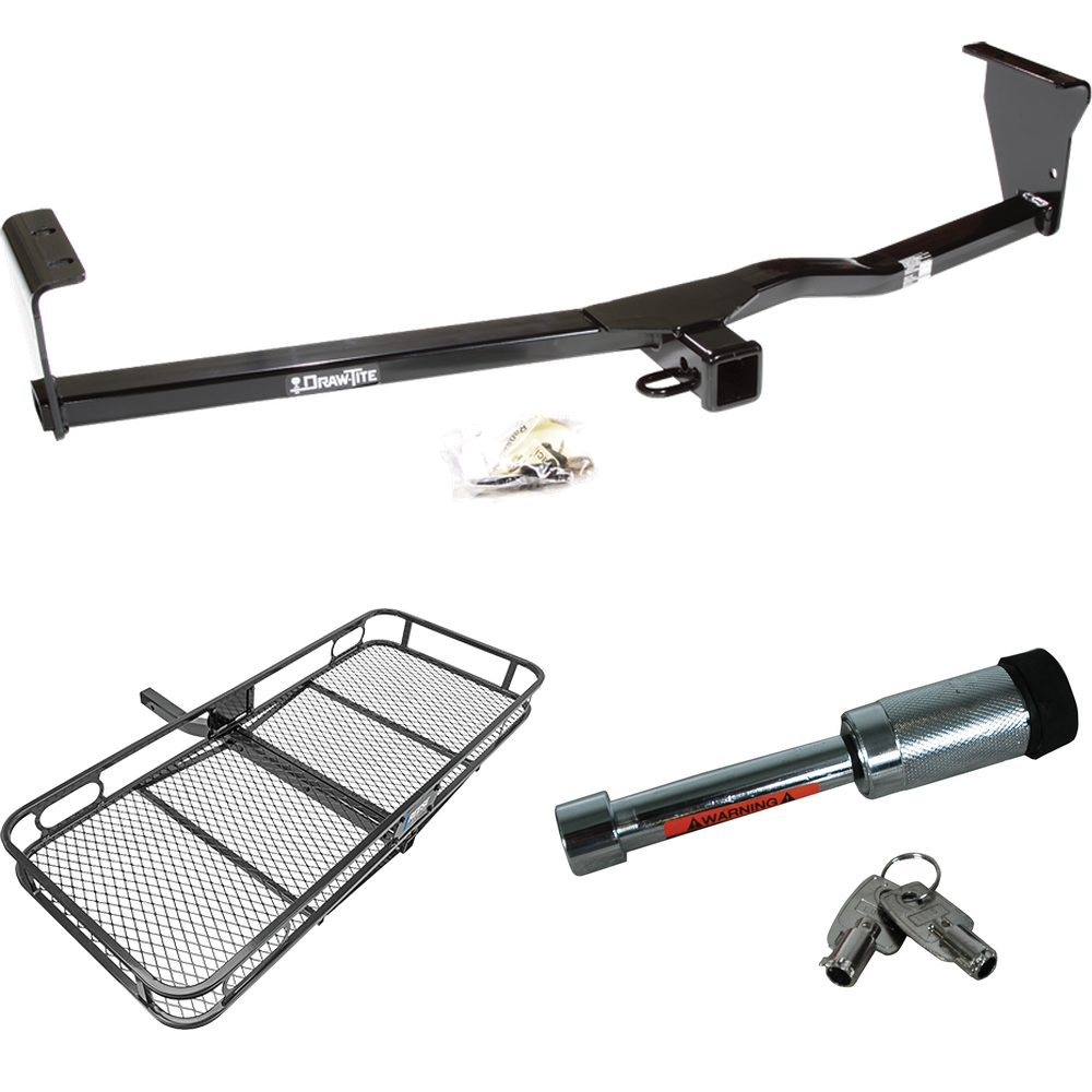 Fits 2011-2013 KIA Sorento Trailer Hitch Tow PKG w/ 60" x 24" Cargo Carrier + Hitch Lock (For LX, w/I4 Engine Models) By Draw-Tite