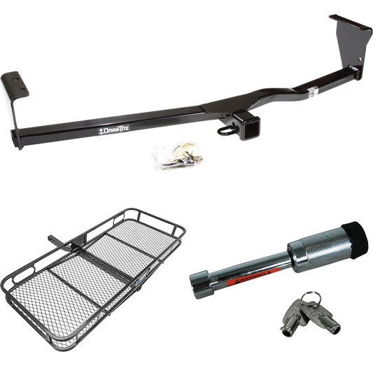 Fits 2011-2013 KIA Sorento Trailer Hitch Tow PKG w/ 60" x 24" Cargo Carrier + Hitch Lock (For LX, w/I4 Engine Models) By Draw-Tite