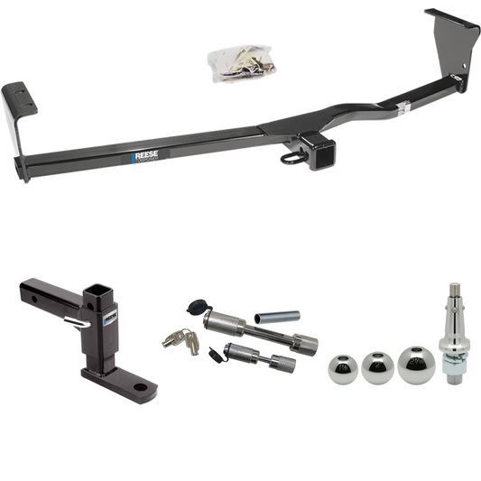 Fits 2011-2013 KIA Sorento Trailer Hitch Tow PKG w/ Adjustable Drop Rise Ball Mount + Dual Hitch & Copler Locks + Inerchangeable 1-7/8" & 2" & 2-5/16" Balls (Excludes: SX, w/V6 Engine & EX, w/V6 Engine, w/Factory Tow Package Models) By Reese Towpower