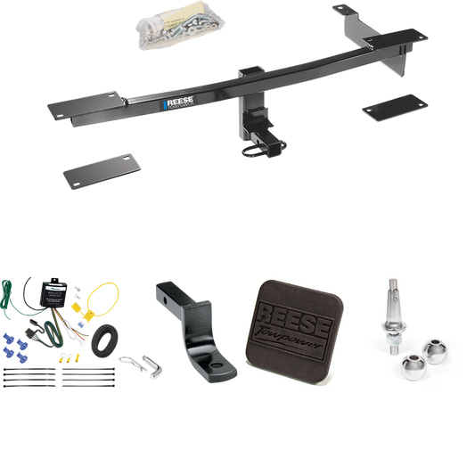 Fits 2012-2019 FIAT 500 Trailer Hitch Tow PKG w/ 4-Flat Wiring Harness + Draw-Bar + Interchangeable 1-7/8" & 2" Balls + Hitch Cover (Excludes: Abarth Models) By Reese Towpower