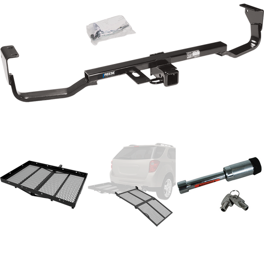 Fits 2007-2009 Hyundai Santa Fe Trailer Hitch Tow PKG w/ Cargo Carrier + Bi-Fold Ramp + Hitch Lock (For w/Factory Tow Package Models) By Reese Towpower