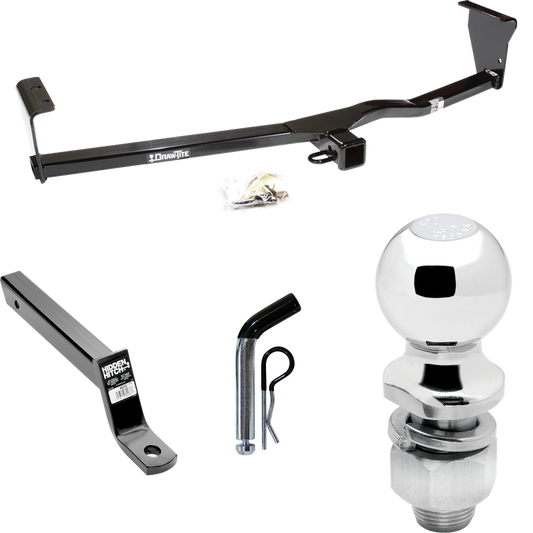 Fits 2011-2013 KIA Sorento Trailer Hitch Tow PKG w/ Extended 16" Long Ball Mount w/ 4" Drop + Pin/Clip + 2" Ball (For EX, w/I4 Engine Models) By Draw-Tite