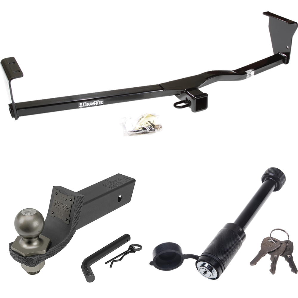 Fits 2010-2012 Hyundai Santa Fe Trailer Hitch Tow PKG + Interlock Tactical Starter Kit w/ 2" Drop & 2" Ball + Tactical Dogbone Lock (For w/Factory Tow Package Models) By Draw-Tite