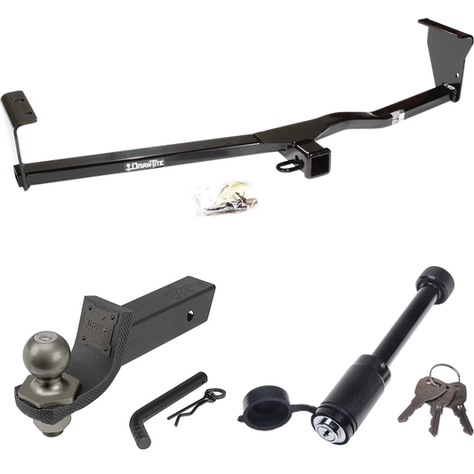 Fits 2010-2012 Hyundai Santa Fe Trailer Hitch Tow PKG + Interlock Tactical Starter Kit w/ 2" Drop & 2" Ball + Tactical Dogbone Lock (For w/Factory Tow Package Models) By Draw-Tite