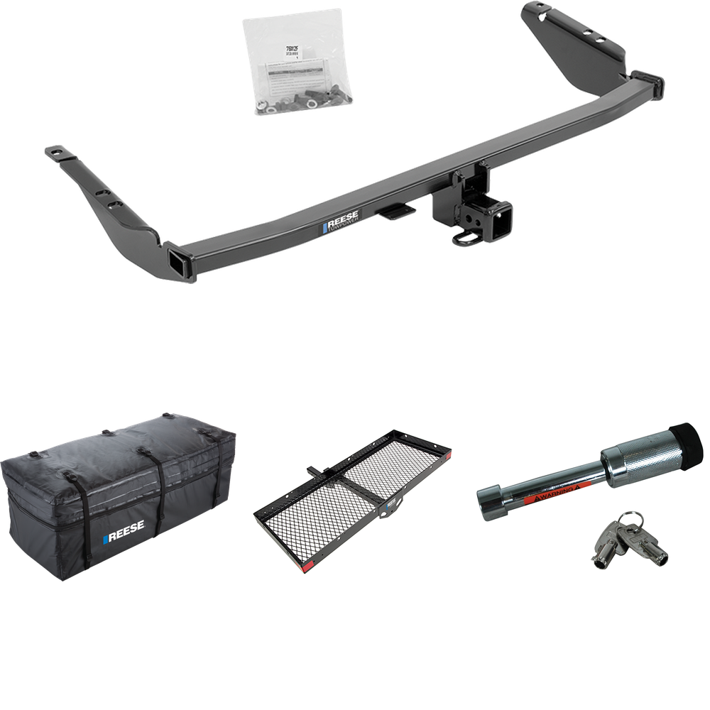 Fits 2011-2014 Toyota Sienna Trailer Hitch Tow PKG w/ 48" x 20" Cargo Carrier + Cargo Bag + Hitch Lock By Reese Towpower