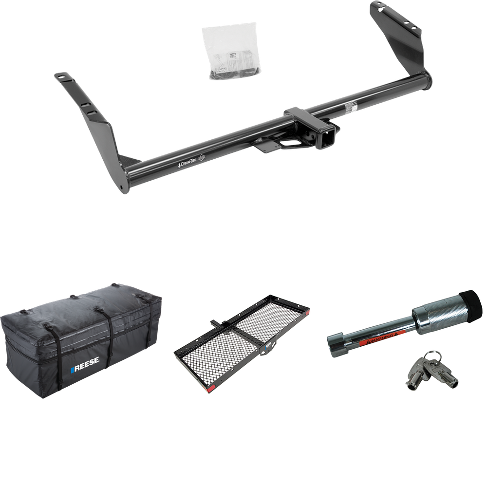 Fits 2015-2020 Toyota Sienna Trailer Hitch Tow PKG w/ 48" x 20" Cargo Carrier + Cargo Bag + Hitch Lock (Excludes: SE Models) By Draw-Tite