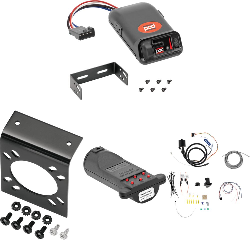 Se adapta al cableado de RV de 7 vías Hyundai Santa Fe 2019-2023 + control de freno POD serie Pro + probador de 7 vías y emulador de remolque de Tekonsha