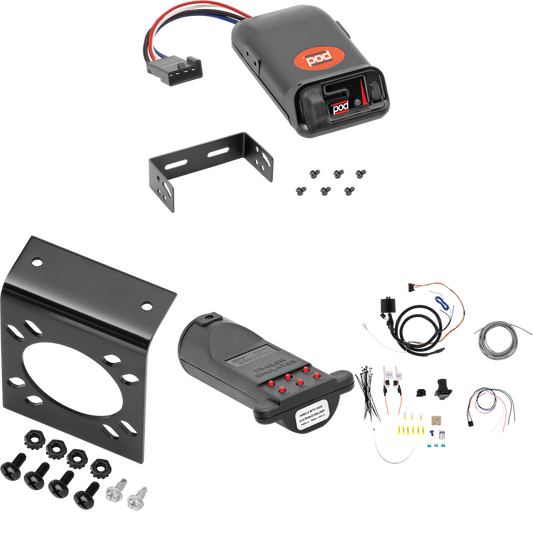 Se adapta al cableado de RV de 7 vías Hyundai Santa Fe 2019-2023 + control de freno POD serie Pro + probador de 7 vías y emulador de remolque de Tekonsha