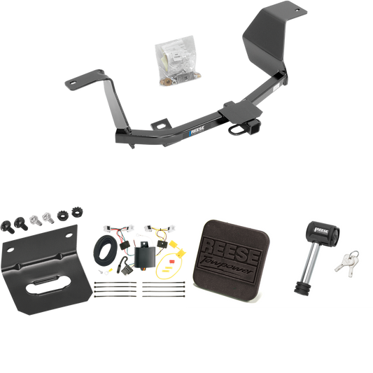 Fits 2014-2019 Nissan Versa Note Trailer Hitch Tow PKG w/ 4-Flat Wiring Harness + Hitch Cover + Hitch Lock By Reese Towpower