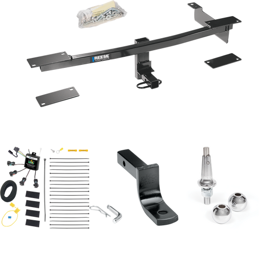 Fits 2012-2019 FIAT 500 Trailer Hitch Tow PKG w/ 4-Flat Zero Contact "No Splice" Wiring Harness + Draw-Bar + Interchangeable 1-7/8" & 2" Balls (Excludes: Abarth Models) By Reese Towpower