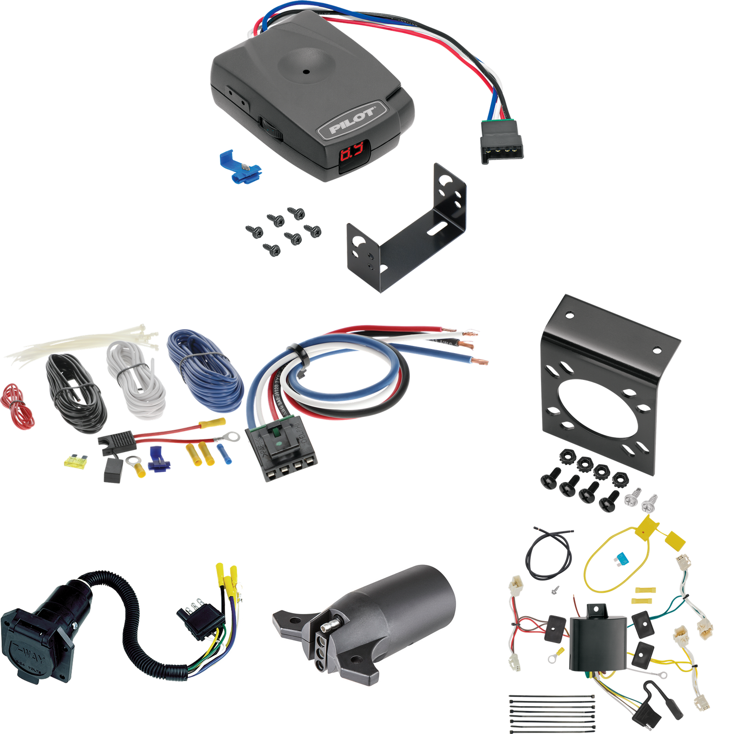 Fits 2015-2020 Toyota Sienna 7-Way RV Wiring + Pro Series Pilot Brake Control + Generic BC Wiring Adapter + 7-Way to 4-Way Adapter (Excludes: SE Models) By Tekonsha