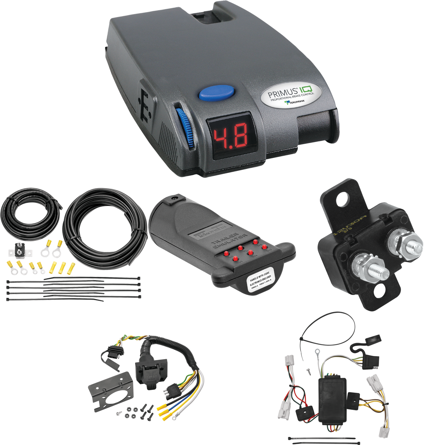 Fits 2007-2012 Hyundai Santa Fe 7-Way RV Wiring + Tekonsha Primus IQ Brake Control + 7-Way Tester and Trailer Emulator By Tekonsha