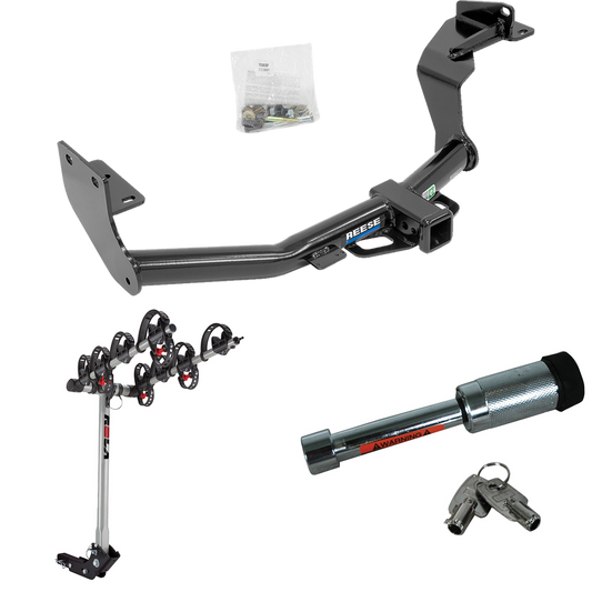 Fits 2016-2020 KIA Sorento Trailer Hitch Tow PKG w/ 4 Bike Carrier Rack + Hitch Lock (For w/I4 Engine Models) By Reese Towpower